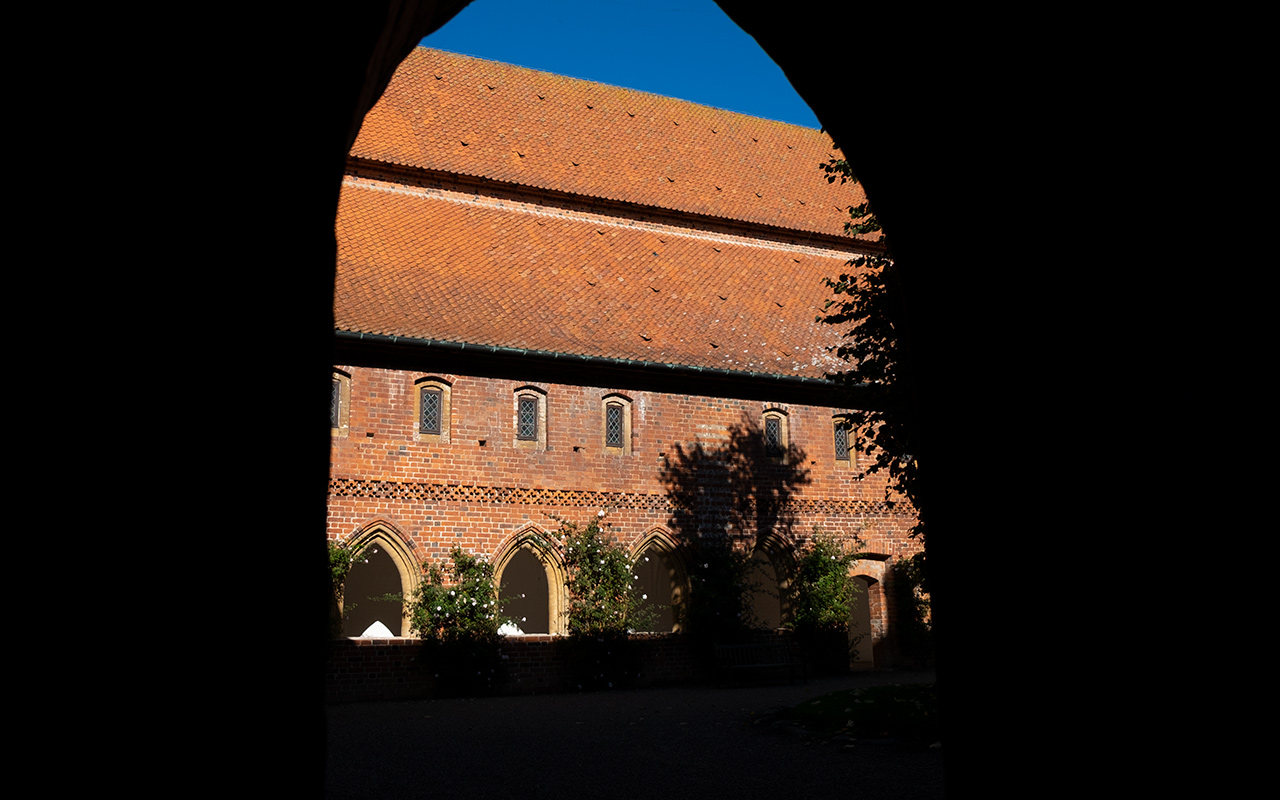 Ribe Kloster - klostergården - kig fra buegang